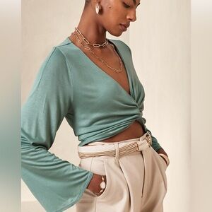 Banana Republic Silkyluxe Center-Twist Top in seafoam